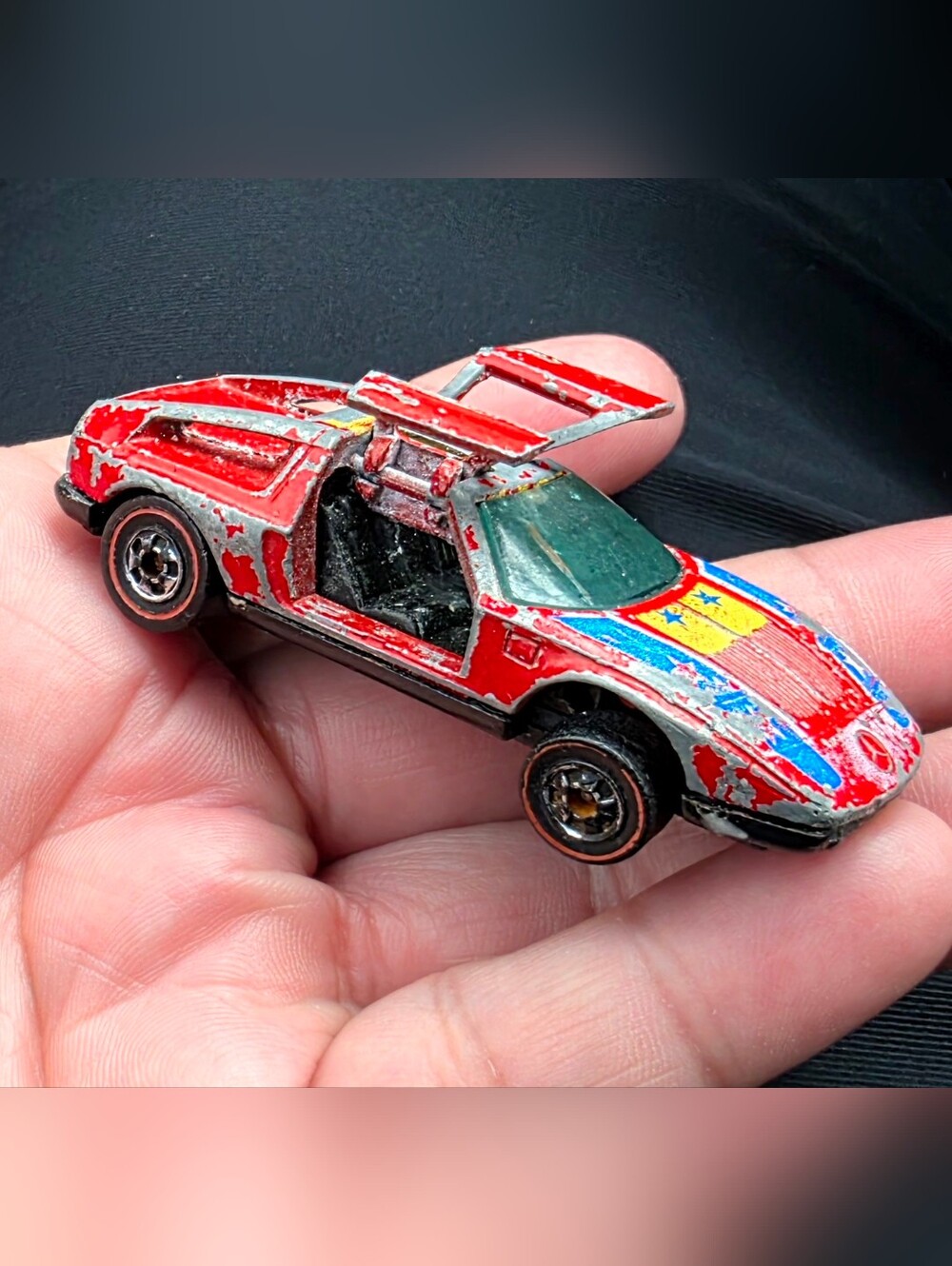 Hot Wheels Redline Mercedes Benz C-111 Red Hong Kong vintage 1970 Gull Wing Rare